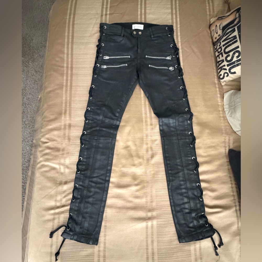 Faith Connexion Designer Black Lace-Up Rock Star Skinny Jeans